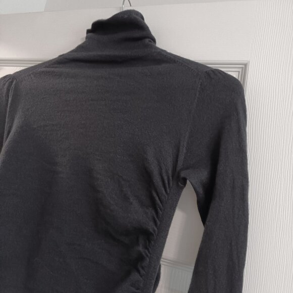 Moda International Black Merino Wool Ruched Turtleneck Sweater Dress Size Small - Picture 4 of 8